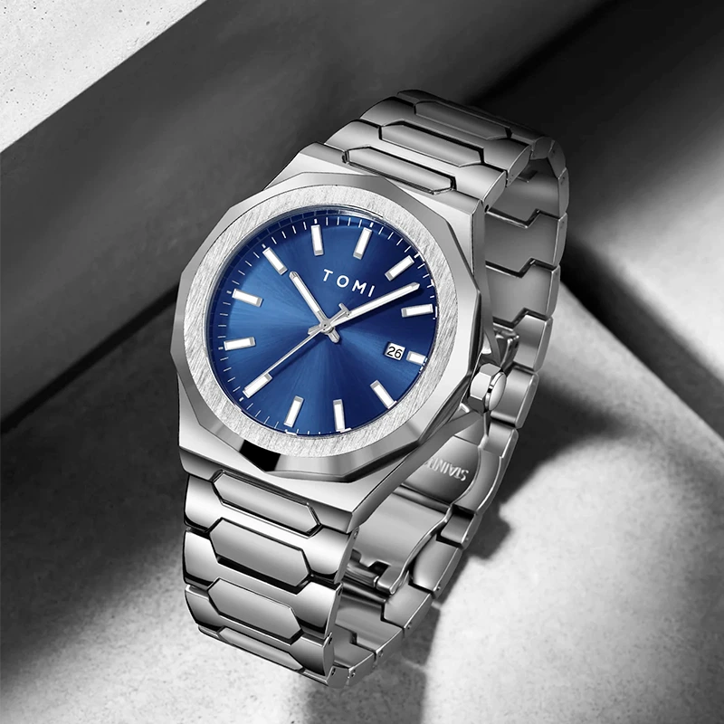 TOMI T-301 New Men's Luxury Business Stainless Steel Watch Gift Box Set
