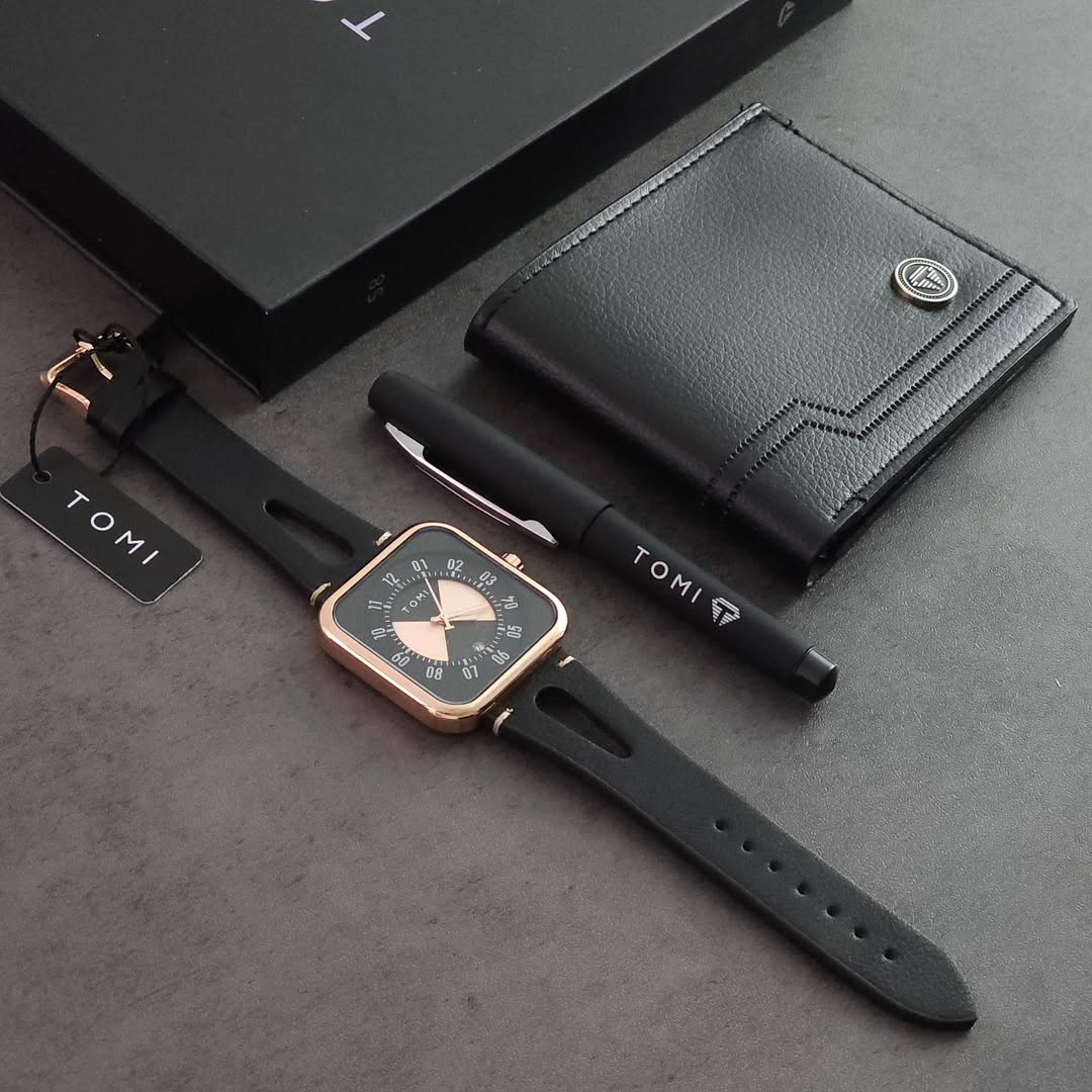 TOMI S8 Series Customised T-094 Gift Set Watch With Wallet And Pen Quartz