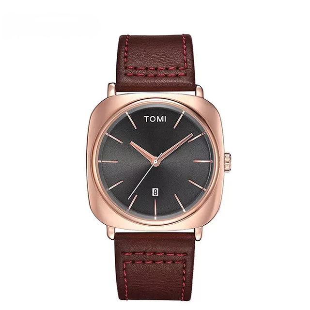 TOMI T-084 Men's Watch Quartz Date Leather Strap