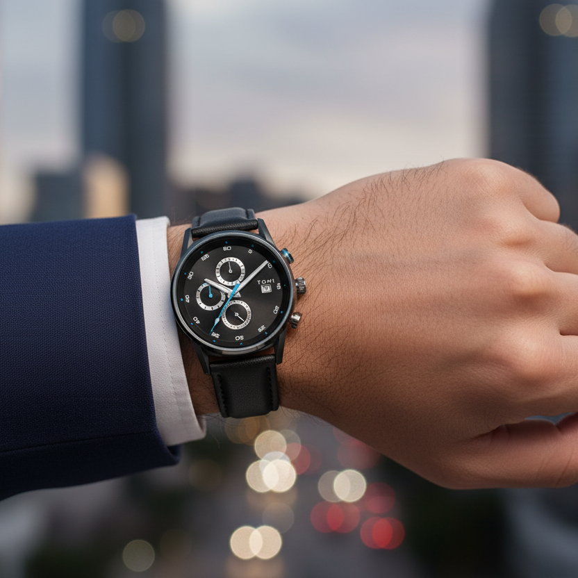 TOMI T-601 S6 Series Luxury Business Chronograph Watch Tie Pin Cufflinks