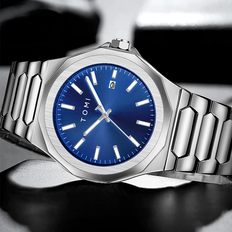 TOMI T-301 New Men's Luxury Business Stainless Steel Watch Gift Box Set