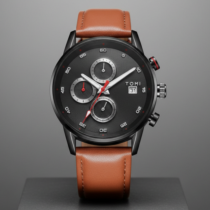 TOMI T-601 S6 Series Luxury Business Chronograph Watch Tie Pin Cufflinks