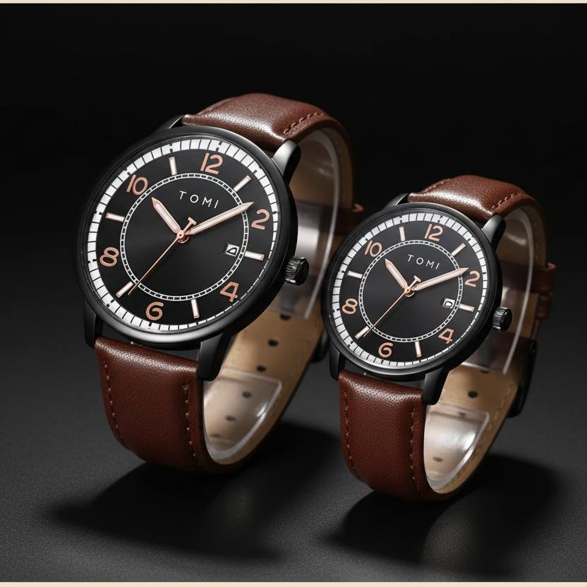 TOMI T-025 Couple Watch Date Quartz