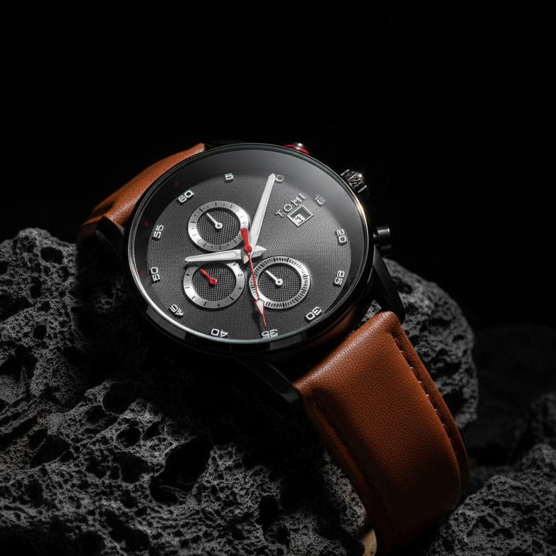 TOMI T-601 S6 Series Luxury Business Chronograph Watch Tie Pin Cufflinks