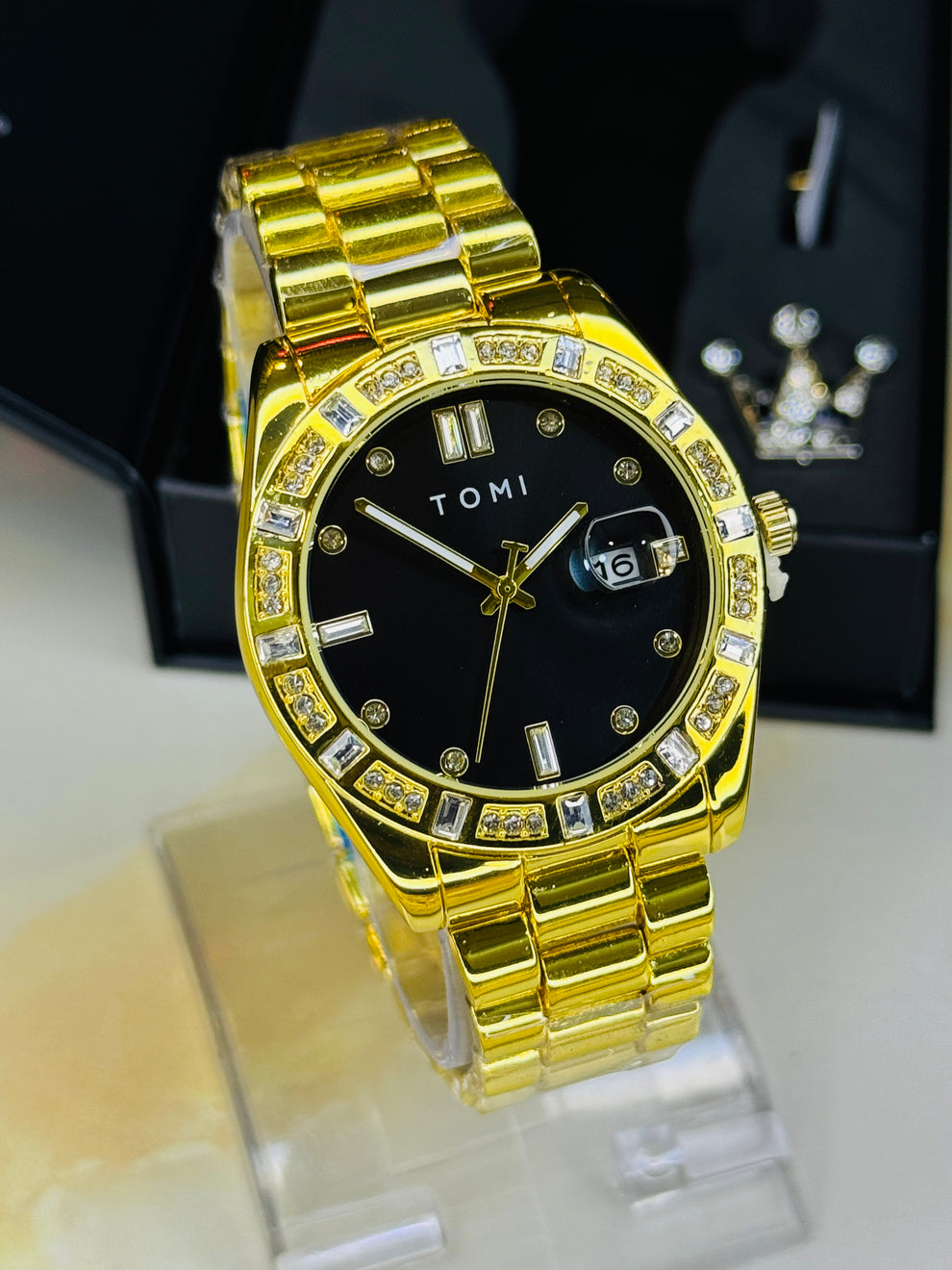 TOMI T-305 New Men's Luxury Business Stainless Steel Watch Gift Box Set