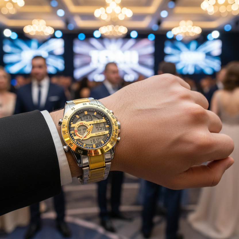 TOMI T-2106 High Quality Chain Watch Sport Edition Dual Time