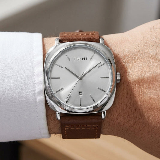 TOMI T-084 Men's Watch Quartz Date Leather Strap