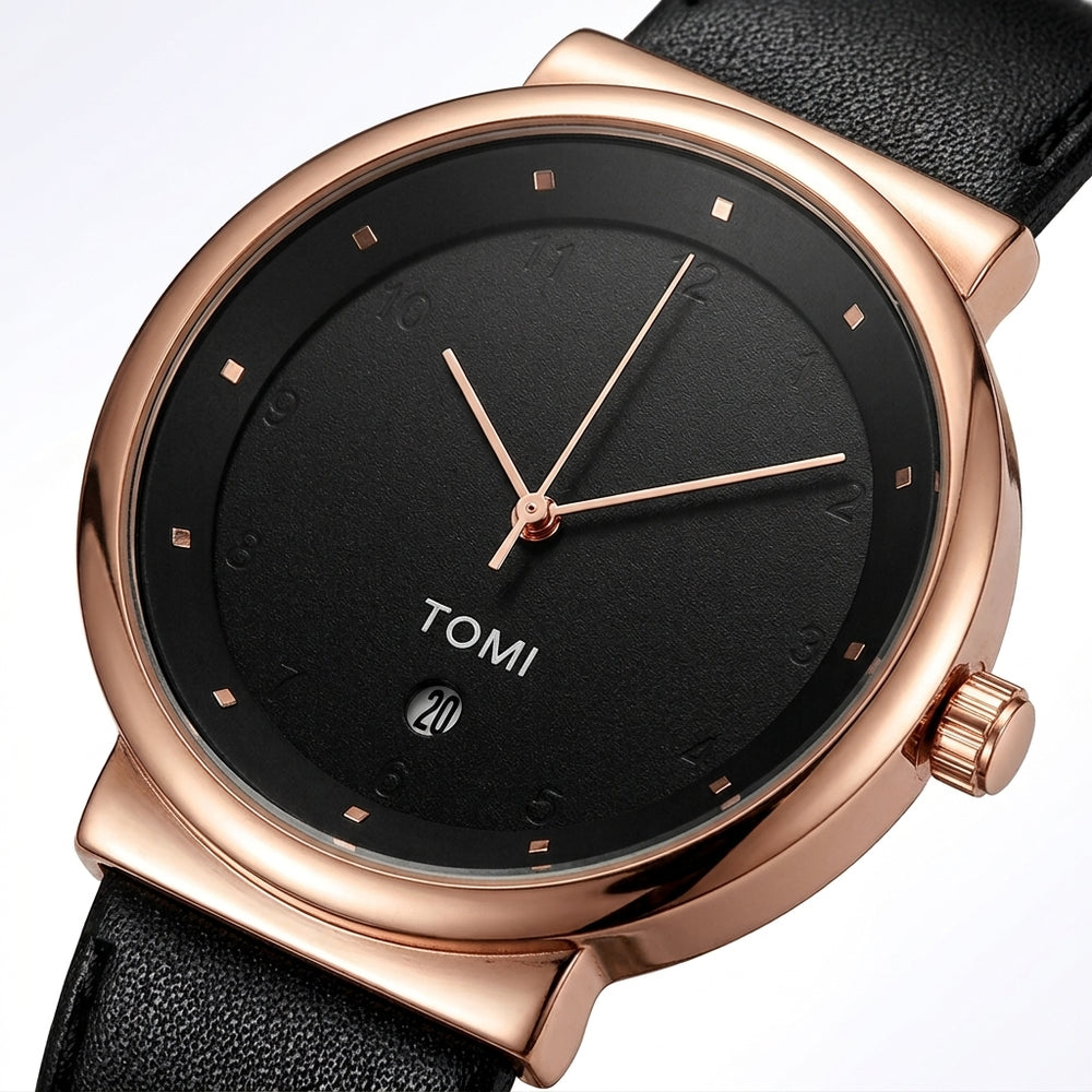 TOMI T-091 Business Watch Round Dial Date Quartz