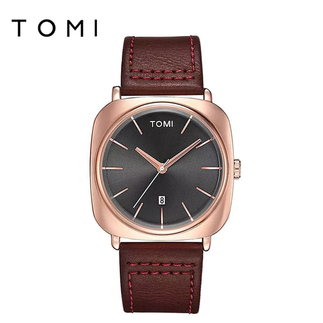TOMI T-084 Men's Watch Quartz Date Leather Strap