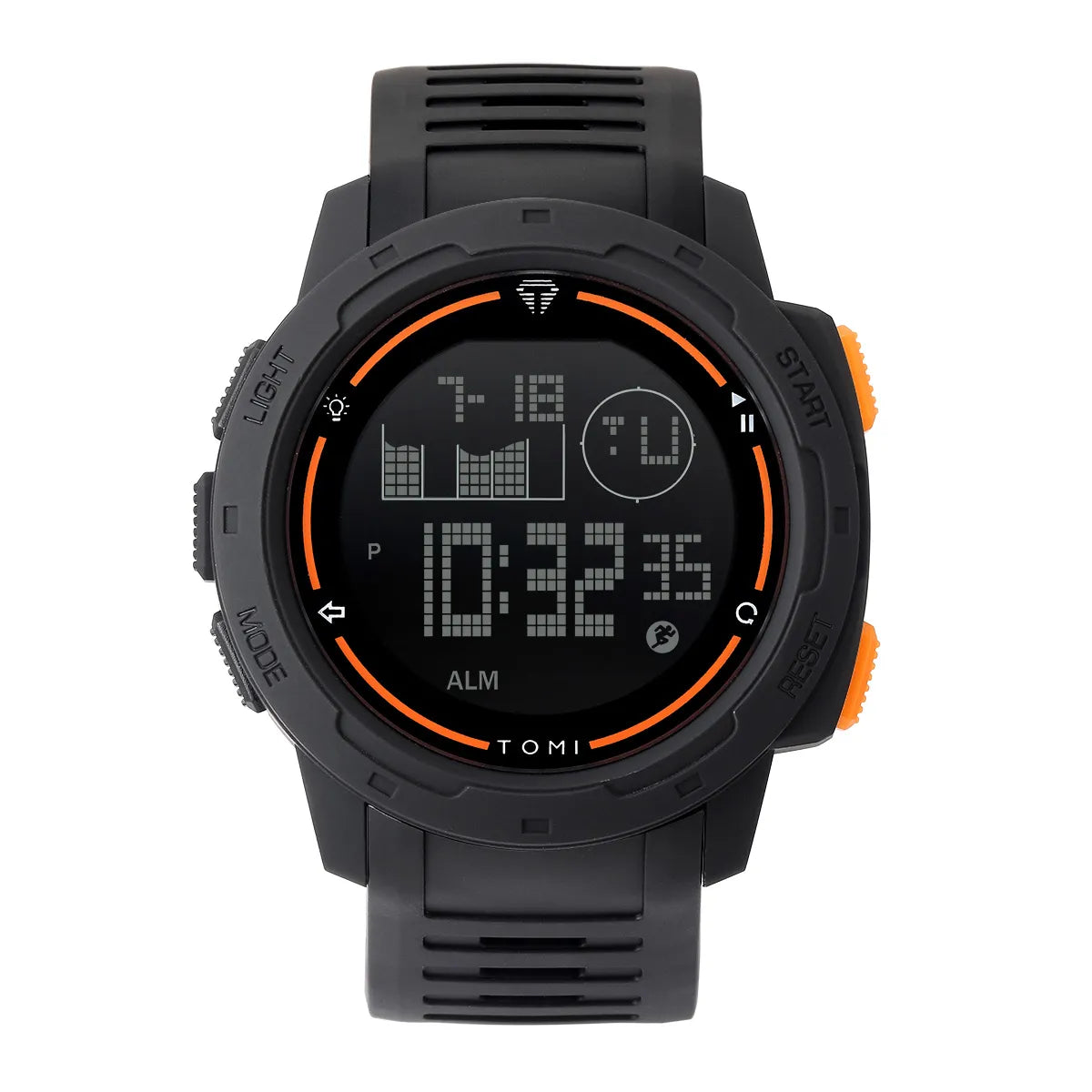 Black digital top sports watch